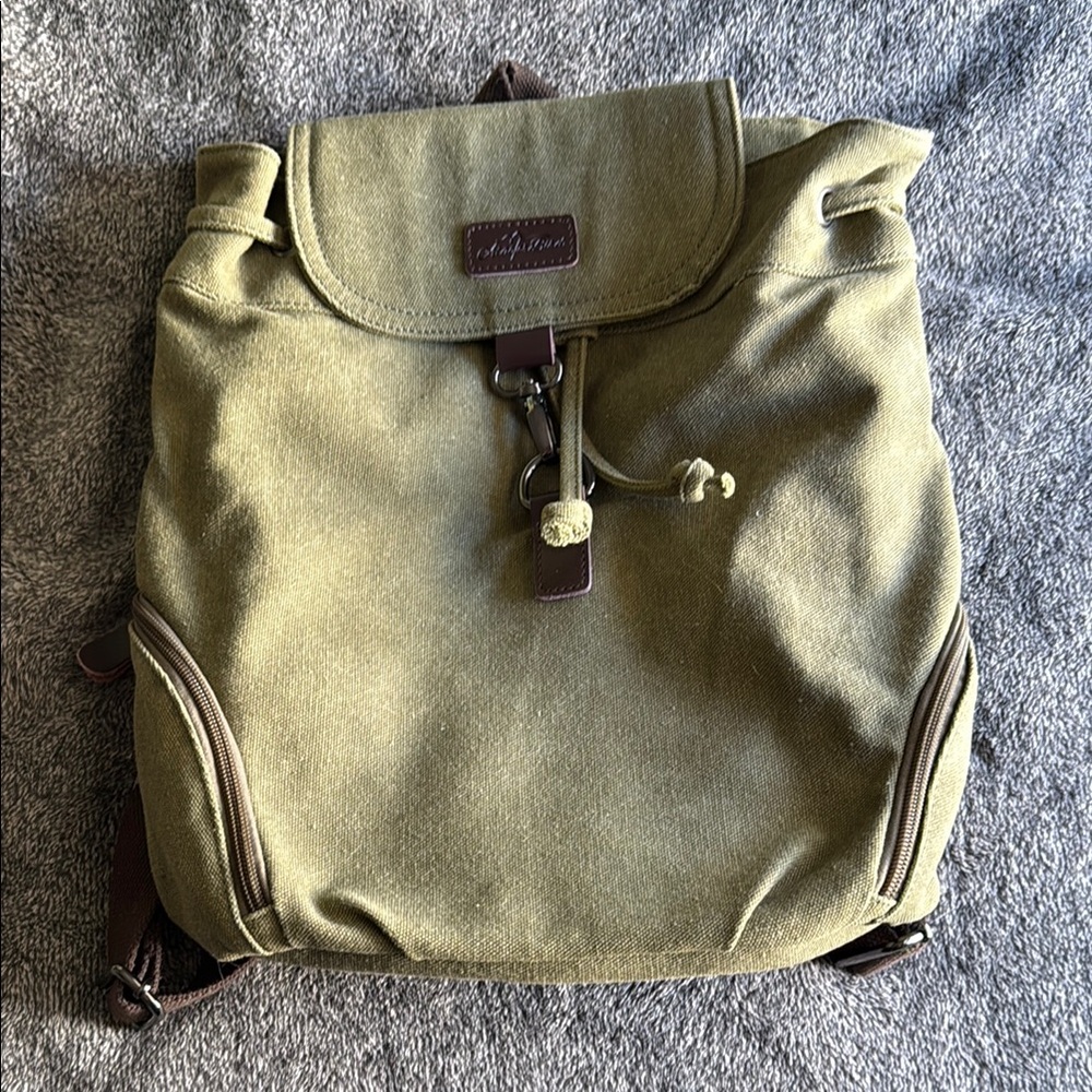 Olive Green Canvas Backpack